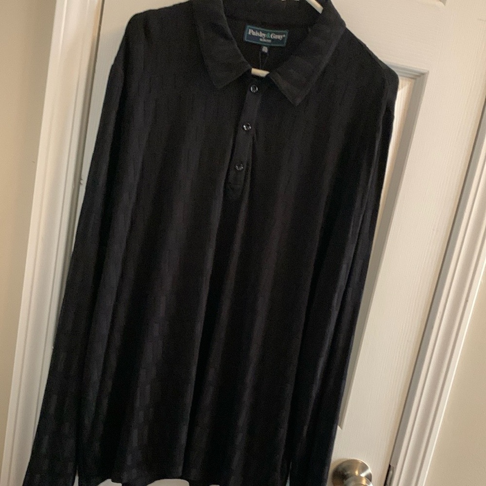 NWT Men's Black Long Sleeve Tonal Shirt - Paisley & Gray